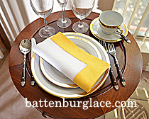 White Hemstitch Diner Napkin wtih Lemon Chrome colored Border